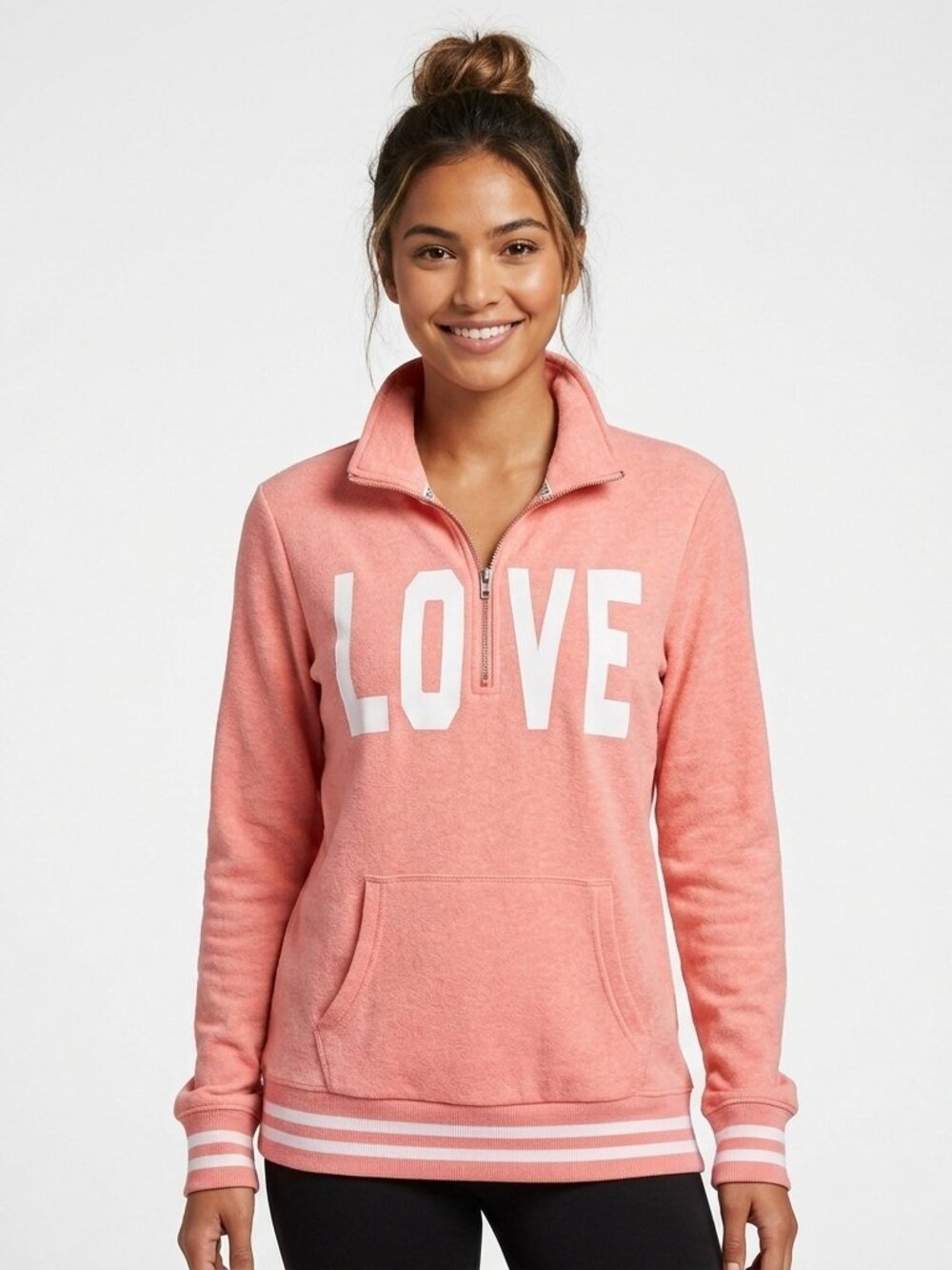 Reflex Women's/Juniors Coral LOVE 1/4 Zip Pullover Sweatshirt M